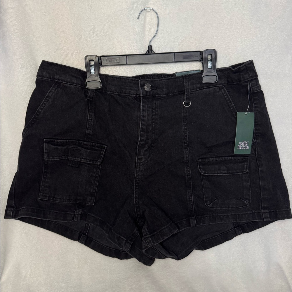 PP- Wild Fable Shorts Black Denim Mid Rise Utility Low Stretch Womens Size XXL